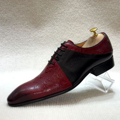 [Copy]Genuine leather business formal shoes Blue and brown gradient lace-up design