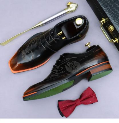 [Copy]Men's high-end quality color matching business casual Oxford shoes first layer cowhide