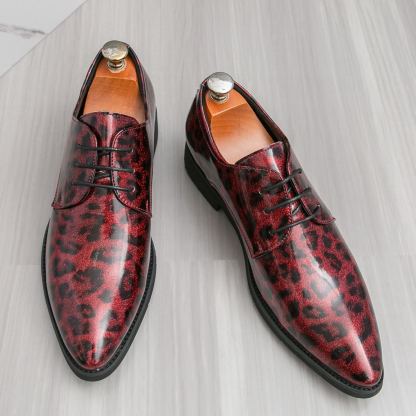 [Copy]2025 Men's Spring and Autumn Patent Leather Smooth Pointed Snake Pattern Slip-On Shoes