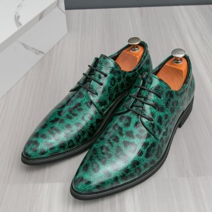 [Copy]2025 Men's Spring and Autumn Patent Leather Smooth Pointed Snake Pattern Slip-On Shoes
