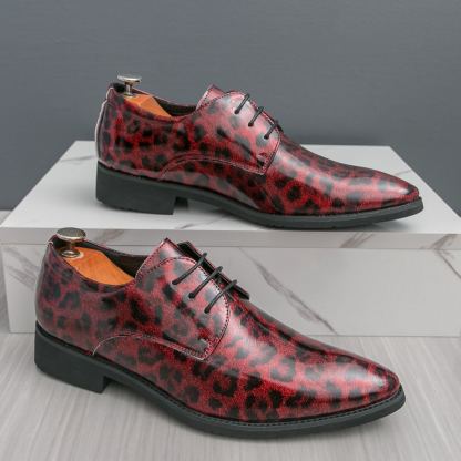 [Copy]2025 Men's Spring and Autumn Patent Leather Smooth Pointed Snake Pattern Slip-On Shoes