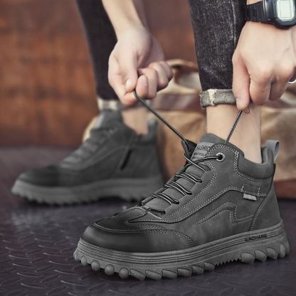 Men's high-top casual sneakers (black/gray)