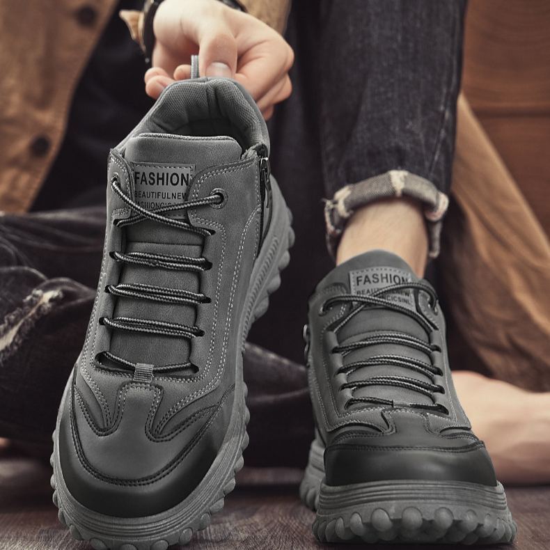 Men's high-top casual sneakers (black/gray)