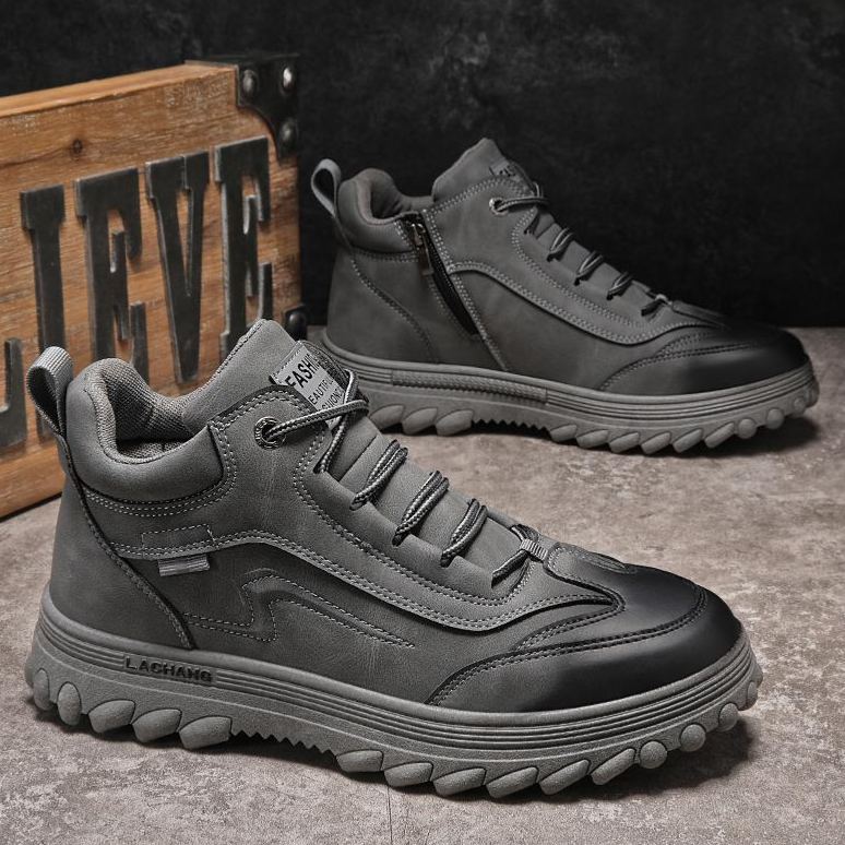 Men's high-top casual sneakers (black/gray)