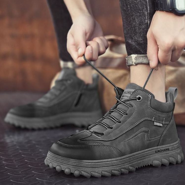 Men's high-top casual sneakers (black/gray)