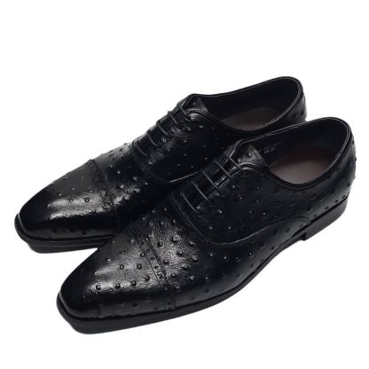 2024 new fashion ostrich leather men's genuine leather formal handmade first layer cowhide business leather shoes cross-border exclusive
