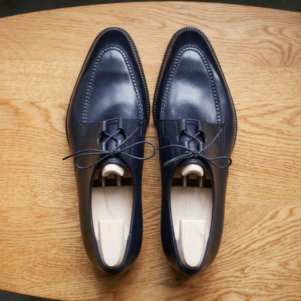 [Copy]Men's Handmade Pointed-Toe Lace-Up Leather Casual Shoes