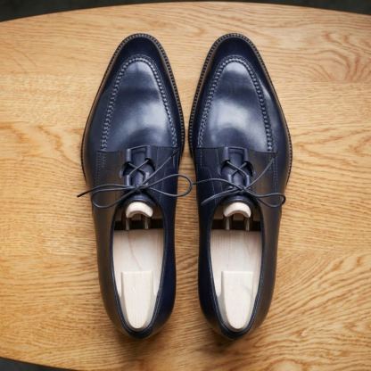 [Copy]Men's Handmade Pointed-Toe Lace-Up Leather Casual Shoes