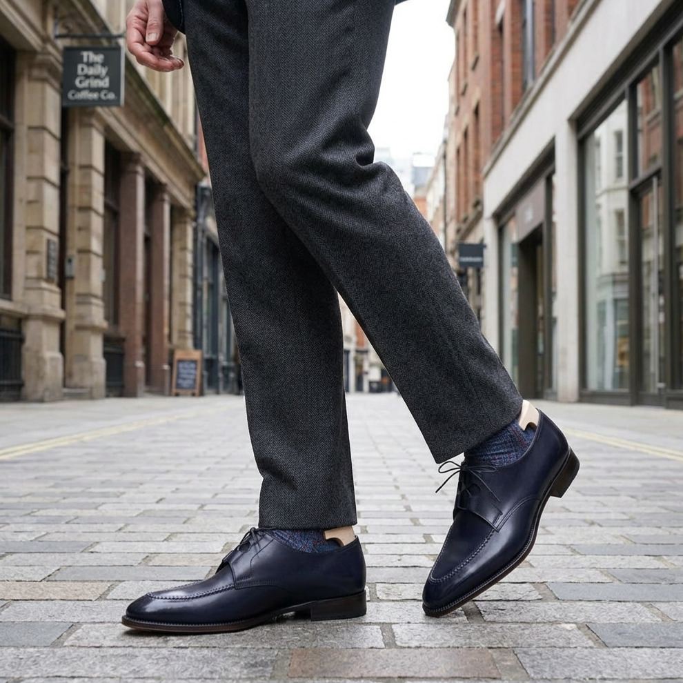 [Copy]Men's Handmade Pointed-Toe Lace-Up Leather Casual Shoes