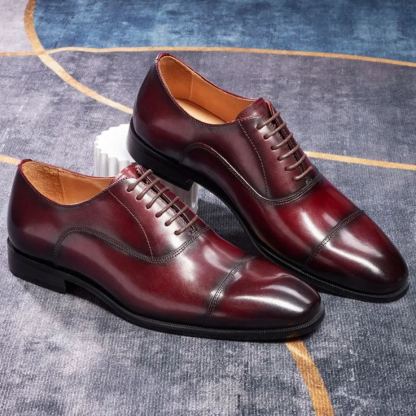 Men's smooth leather lace-up dress shoes