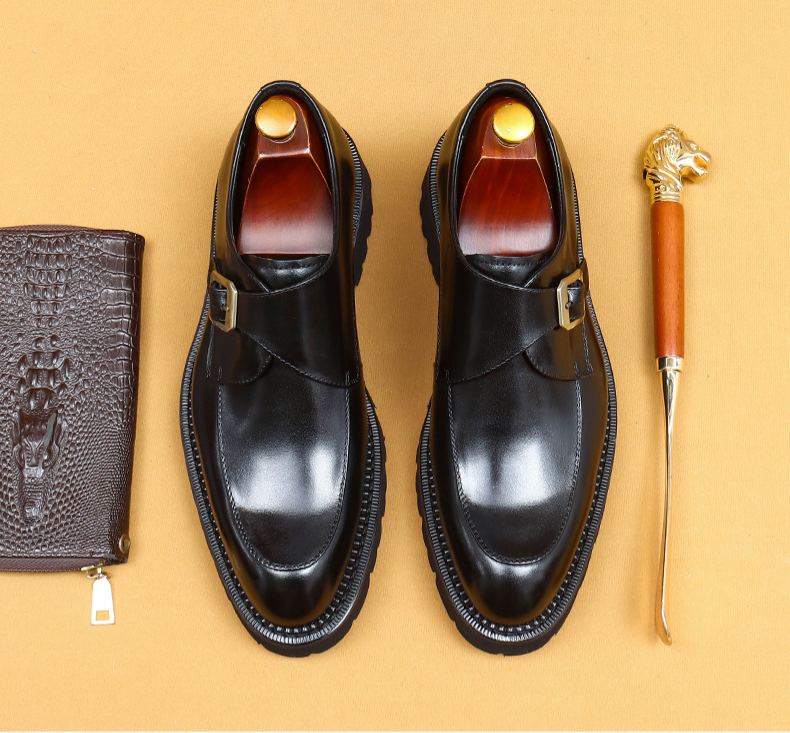 [Copy]Men's Handmade Genuine Leather Derby Shoes – British Vintage Style
