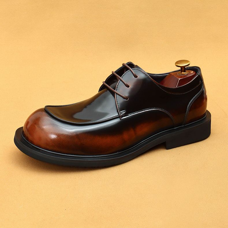 [Copy]Hand-rubbed color top-grain leather monk shoes