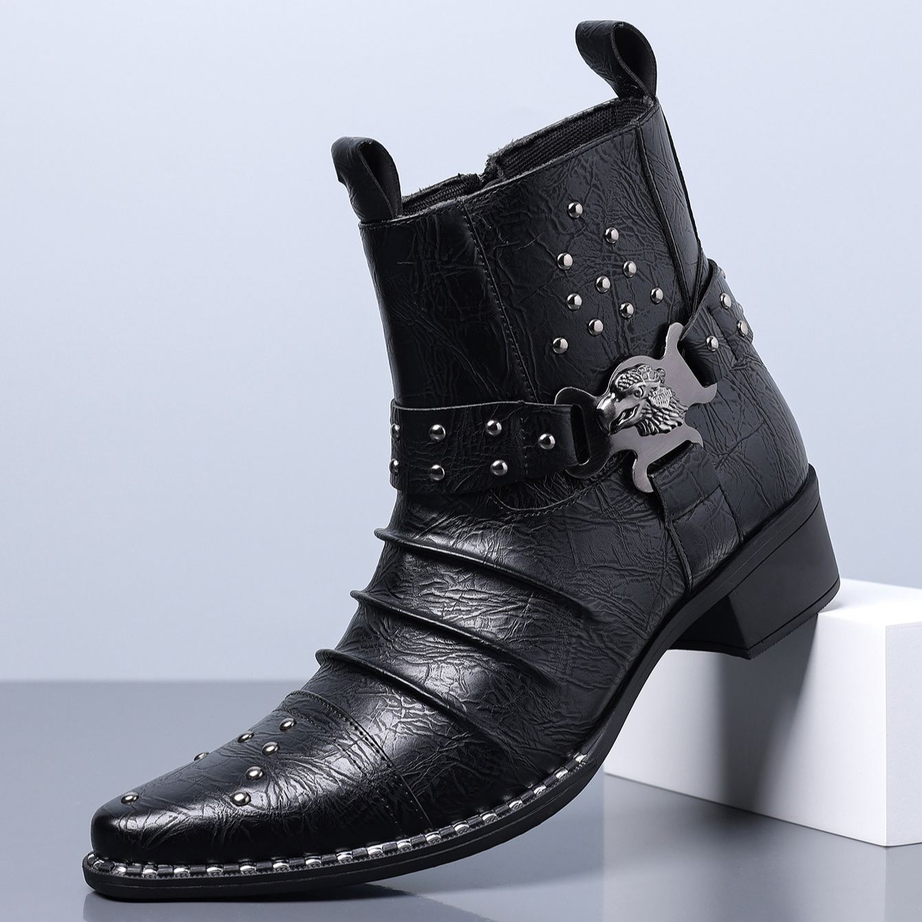 [Copy]Men's soft-soled suede casual loafers with metal buckles