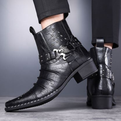 [Copy]Men's soft-soled suede casual loafers with metal buckles