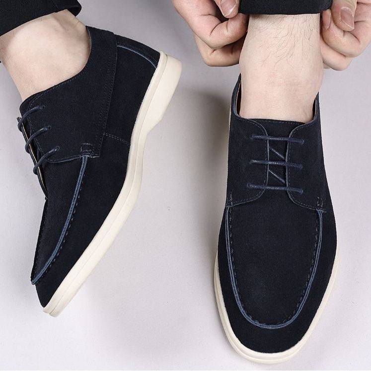 [Copy]Genuine Leather Men's Lace-Up Flat Casual Sneakers