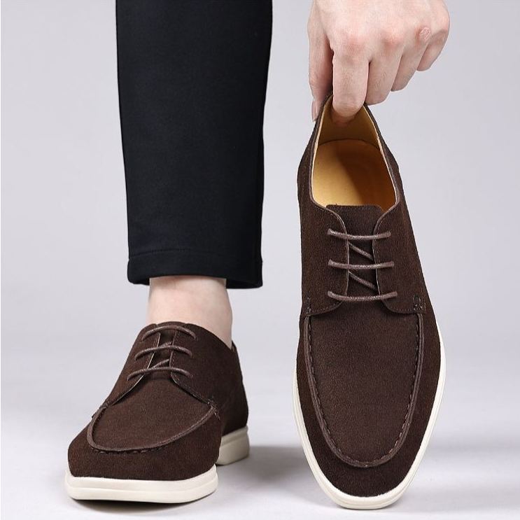 [Copy]Genuine Leather Men's Lace-Up Flat Casual Sneakers