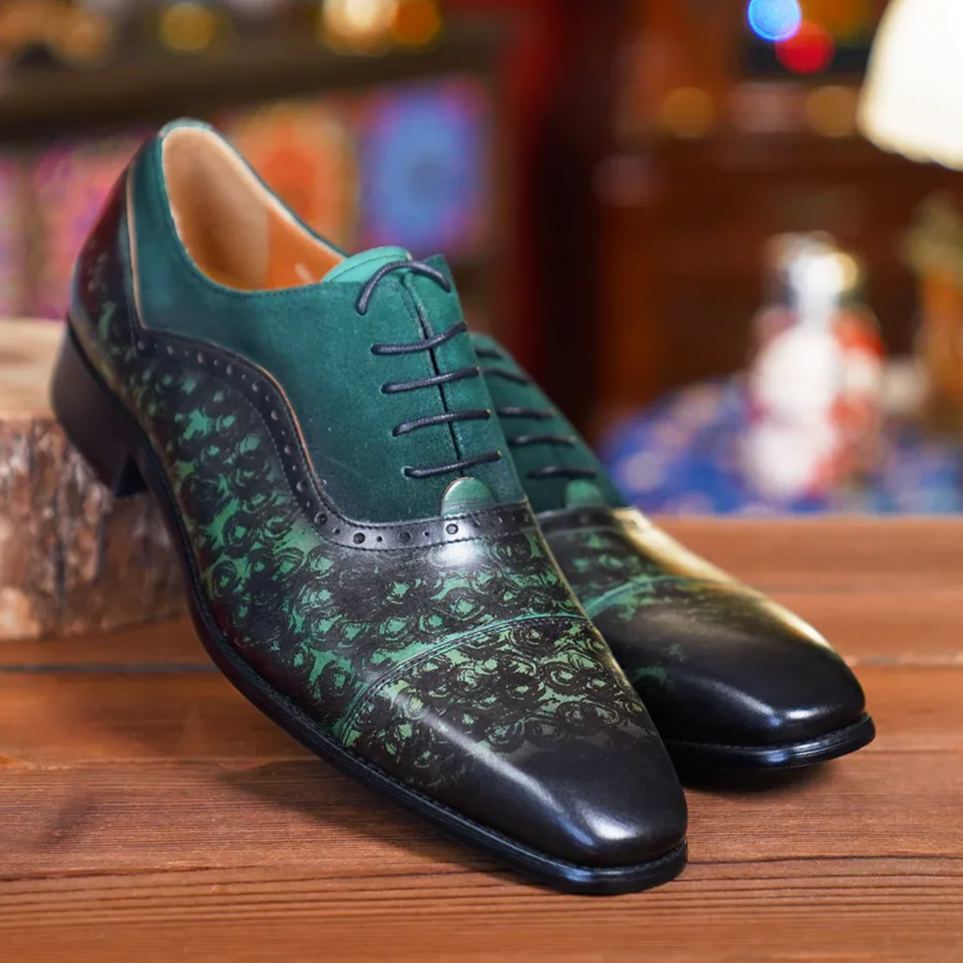 [Copy]Men's red and black embossed Oxford shoes