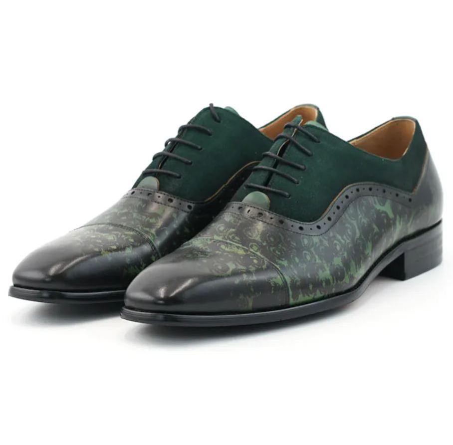 [Copy]Men's red and black embossed Oxford shoes