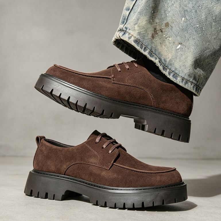 [Copy]Hand-polished floral print genuine leather color-blocked Oxford shoes