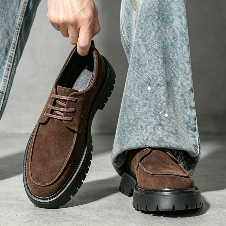 [Copy]Hand-polished floral print genuine leather color-blocked Oxford shoes