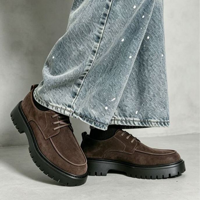 [Copy]Hand-polished floral print genuine leather color-blocked Oxford shoes