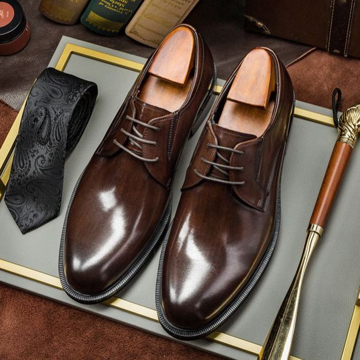 [Copy]Men's red and black embossed Oxford shoes