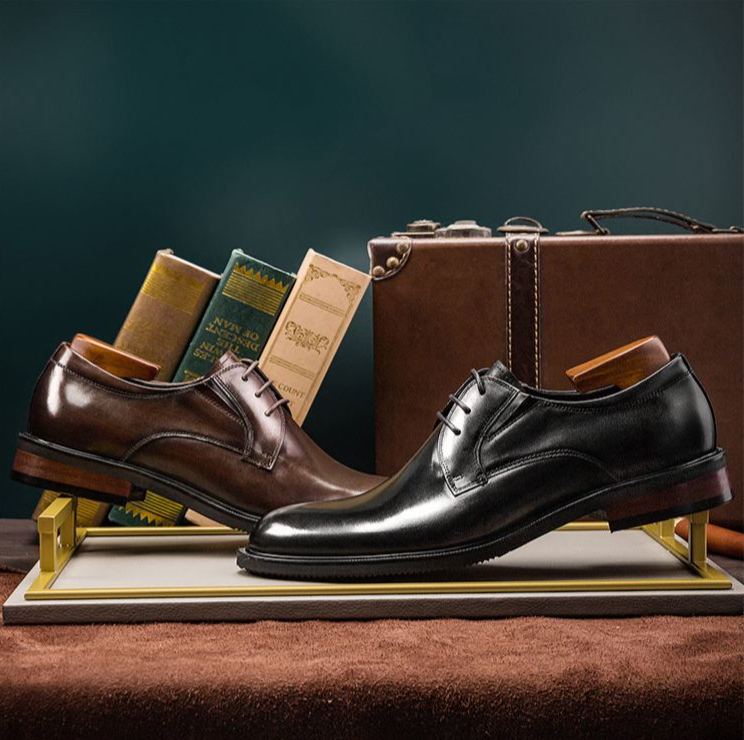 [Copy]Men's red and black embossed Oxford shoes