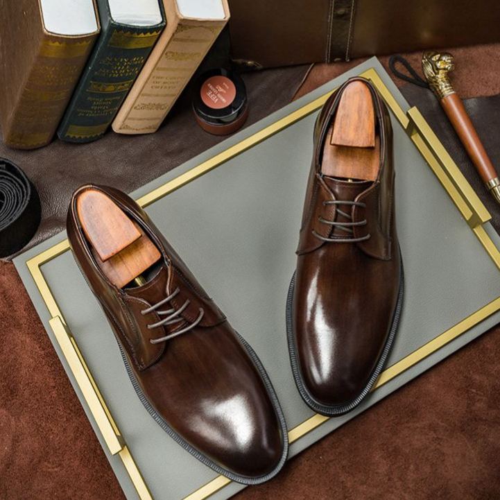 [Copy]Men's red and black embossed Oxford shoes