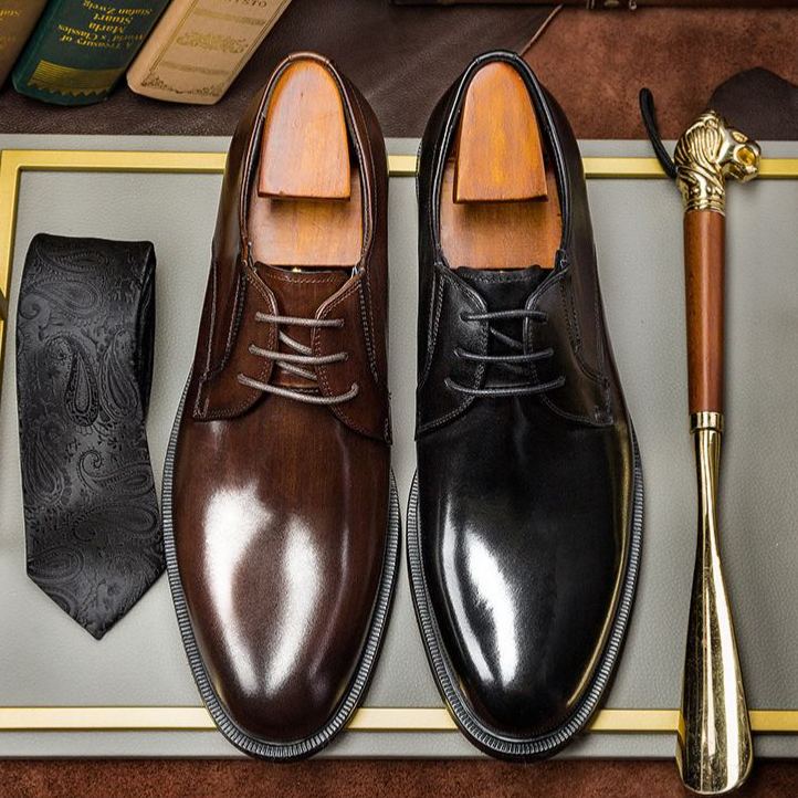 [Copy]Men's red and black embossed Oxford shoes