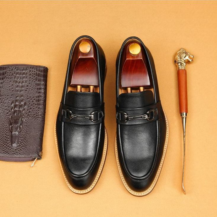 [Copy]Men's hand-woven double-buckle genuine leather monk shoes