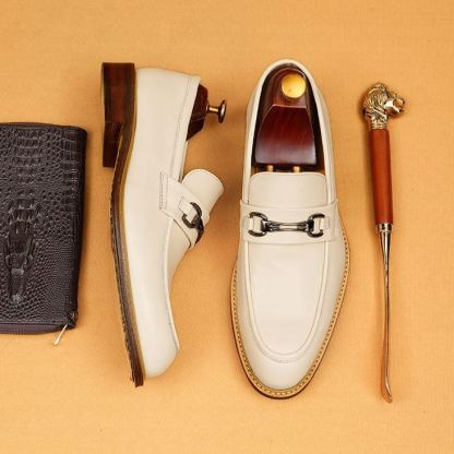 [Copy]Men's hand-woven double-buckle genuine leather monk shoes