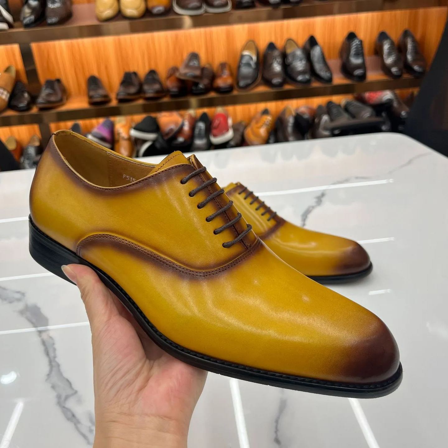 Men's Genuine Leather Breathable Non-Slip Pointed Toe Oxford Shoes
