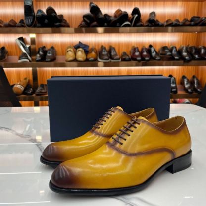 Men's Genuine Leather Breathable Non-Slip Pointed Toe Oxford Shoes