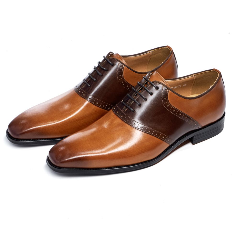 [Copy]Fashion men's genuine leather formal high-end handmade top layer cowhide business leather shoes
