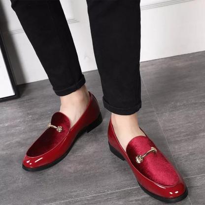 GUYSTEP-Men's Velvet Urban Gentleman/Patent Leather Shoes
