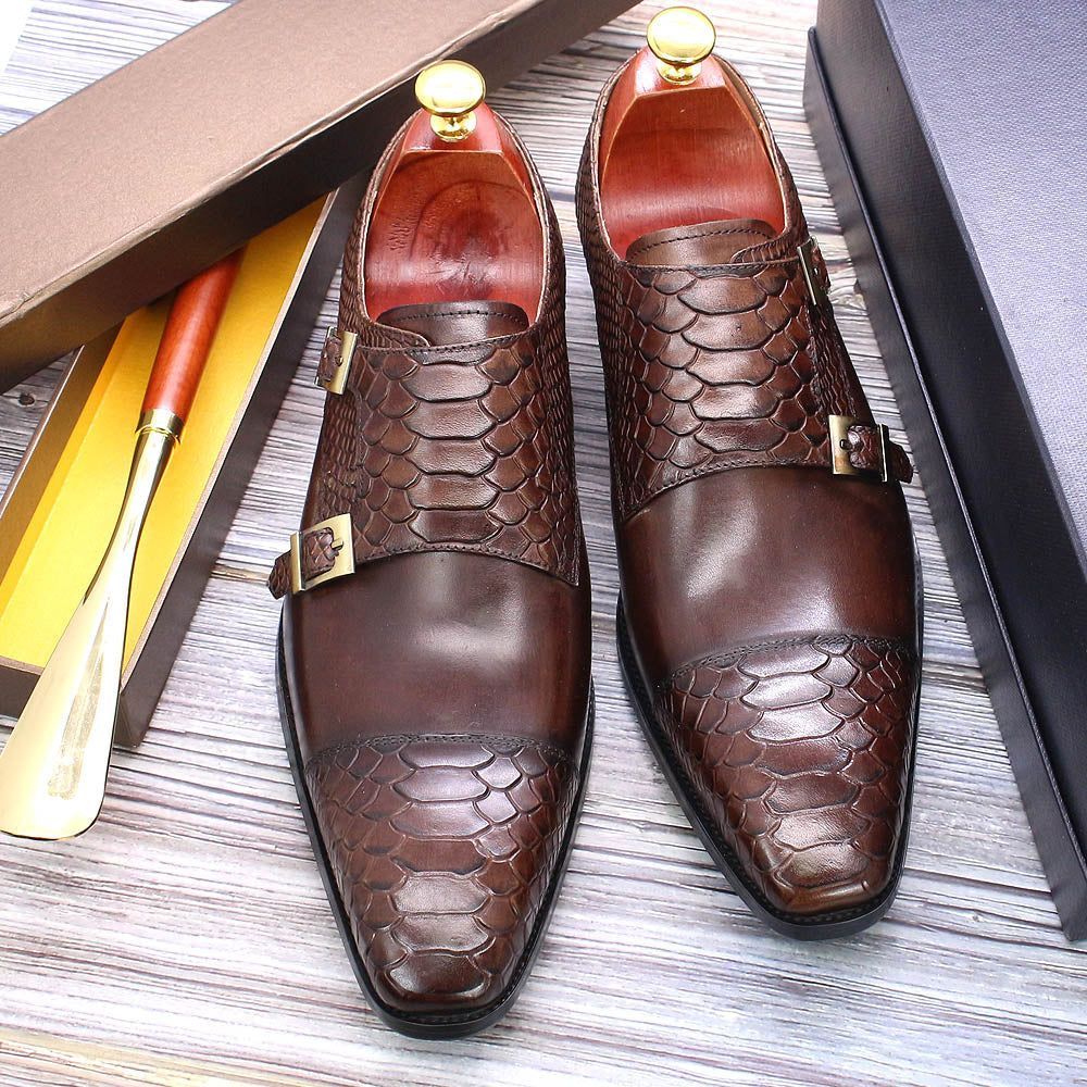 Men's Dress Shoes Genuine Leather Snake Print Classic Italian Shoes
