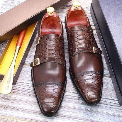 Men's Dress Shoes Genuine Leather Snake Print Classic Italian Shoes