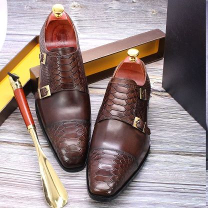 Men's Dress Shoes Genuine Leather Snake Print Classic Italian Shoes