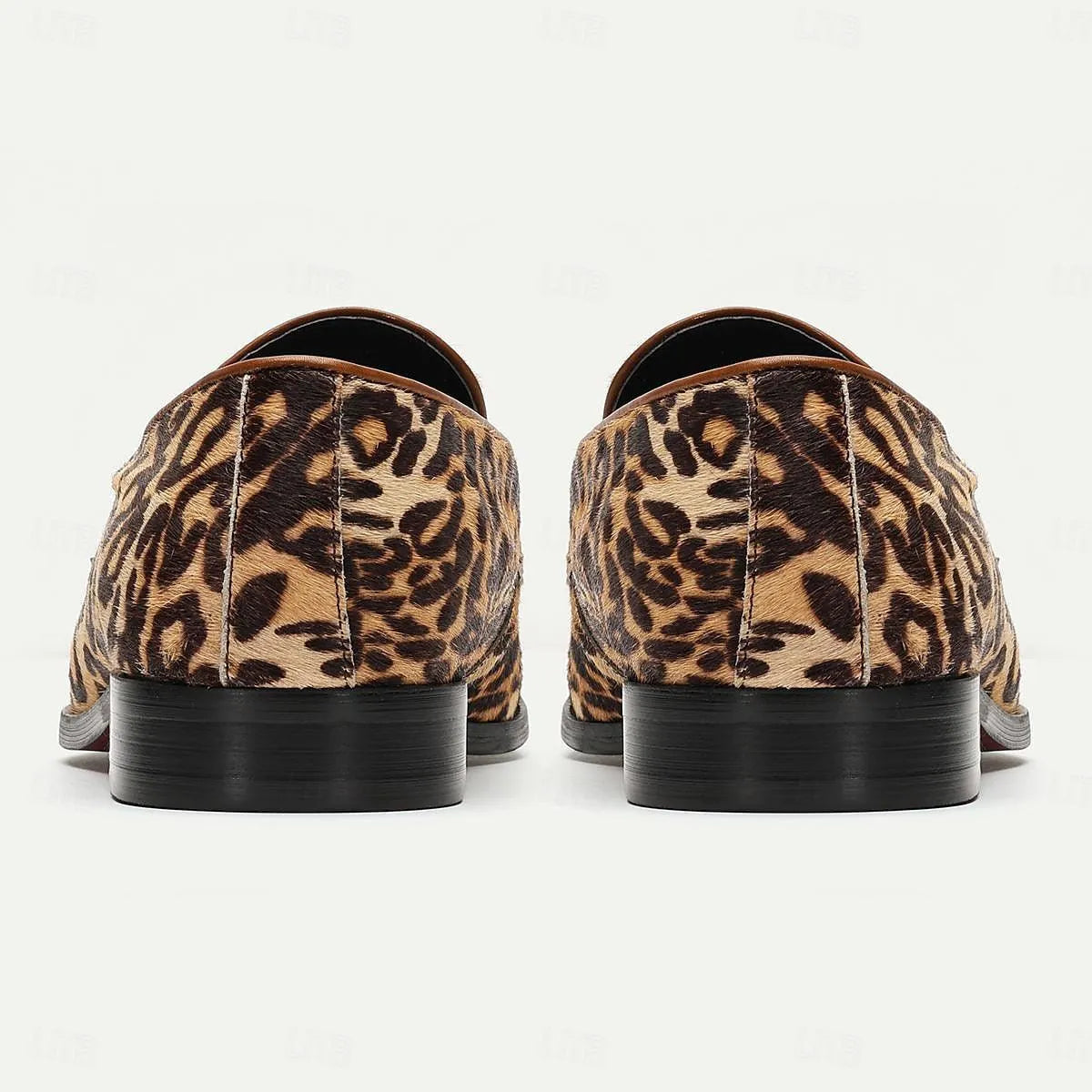 Men's Leopard Print Loafers: Bold Animal Pattern Slip-On Shoes with Stylish Strap