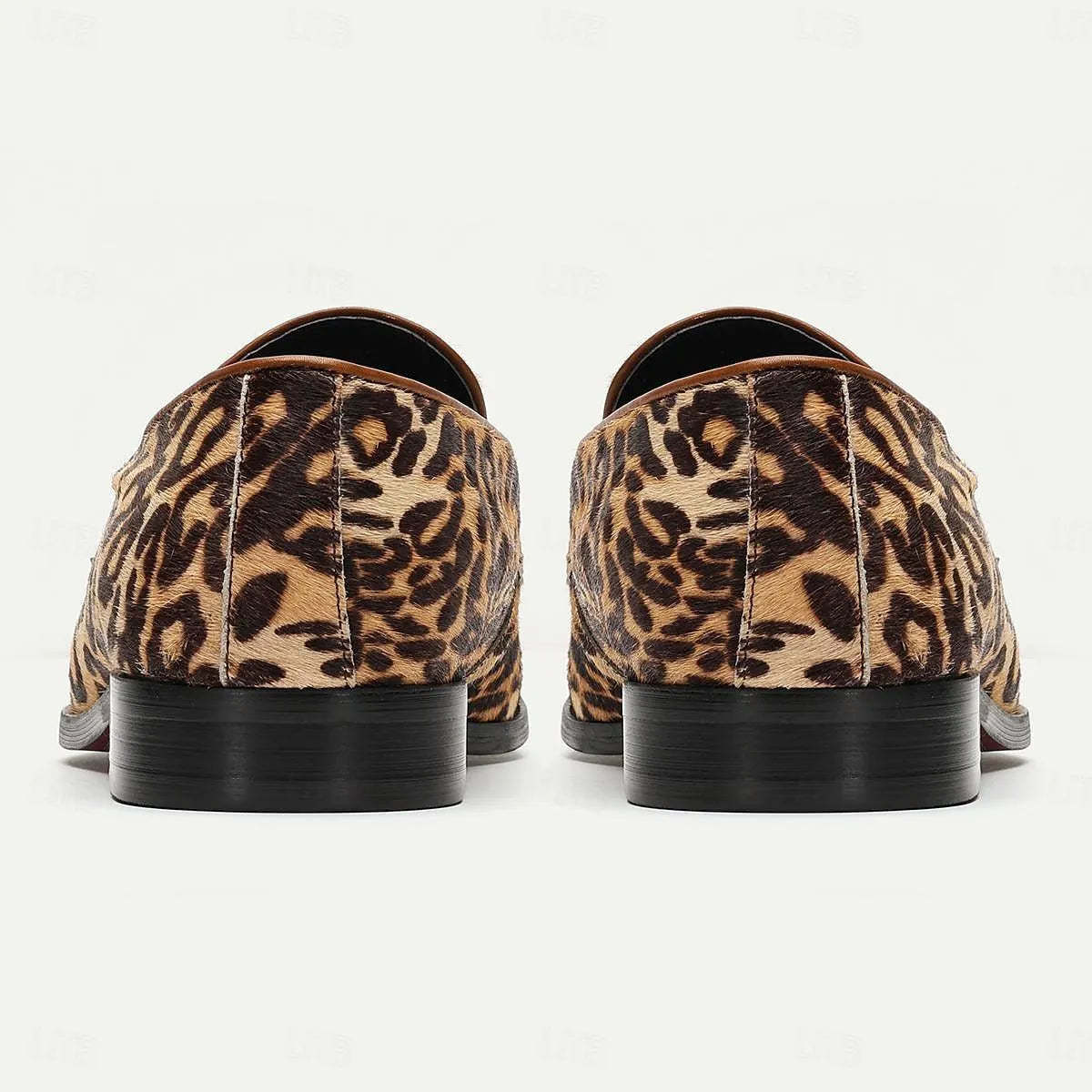 Men's Leopard Print Loafers: Bold Animal Pattern Slip-On Shoes with Stylish Strap