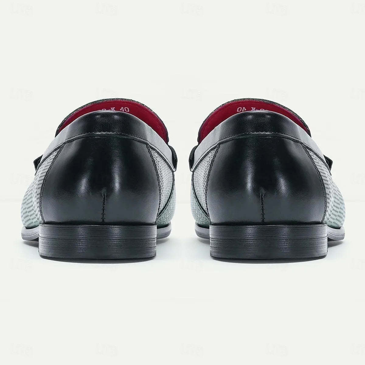 Men's Loafers Perforated Green Leather Silver Horsebit