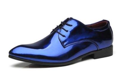 Patent Leather Luxury Pointed Toe Oxford Flats Lace Up Men Wedding Business Shoes