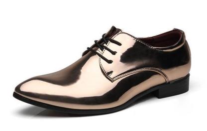 Patent Leather Luxury Pointed Toe Oxford Flats Lace Up Men Wedding Business Shoes