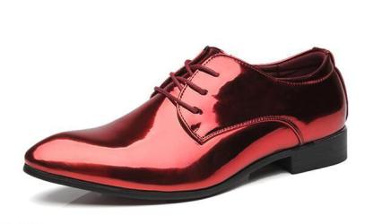 Patent Leather Luxury Pointed Toe Oxford Flats Lace Up Men Wedding Business Shoes