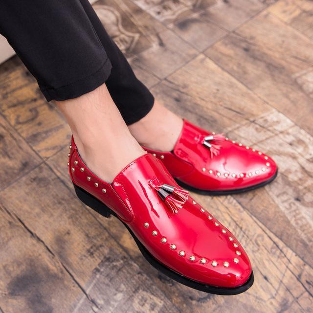 Tassel Pointed Toe Square Low Heel Business Shoes