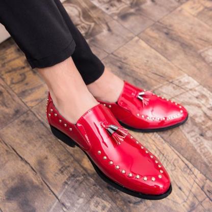 Tassel Pointed Toe Square Low Heel Business Shoes