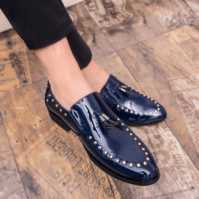 Tassel Pointed Toe Square Low Heel Business Shoes
