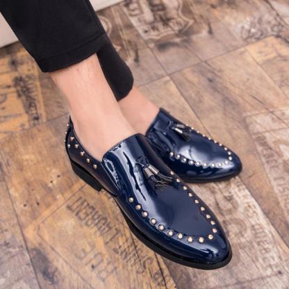 Tassel Pointed Toe Square Low Heel Business Shoes