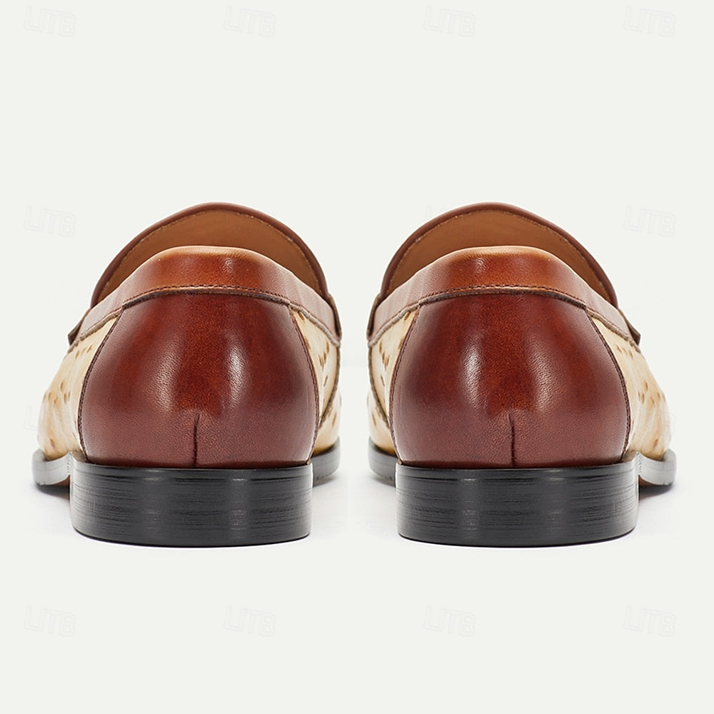 GUYSTEP™-Men's yellow-brown ostrich leather casual loafers