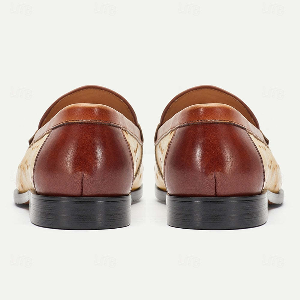 GUYSTEP™-Men's yellow-brown ostrich leather casual loafers